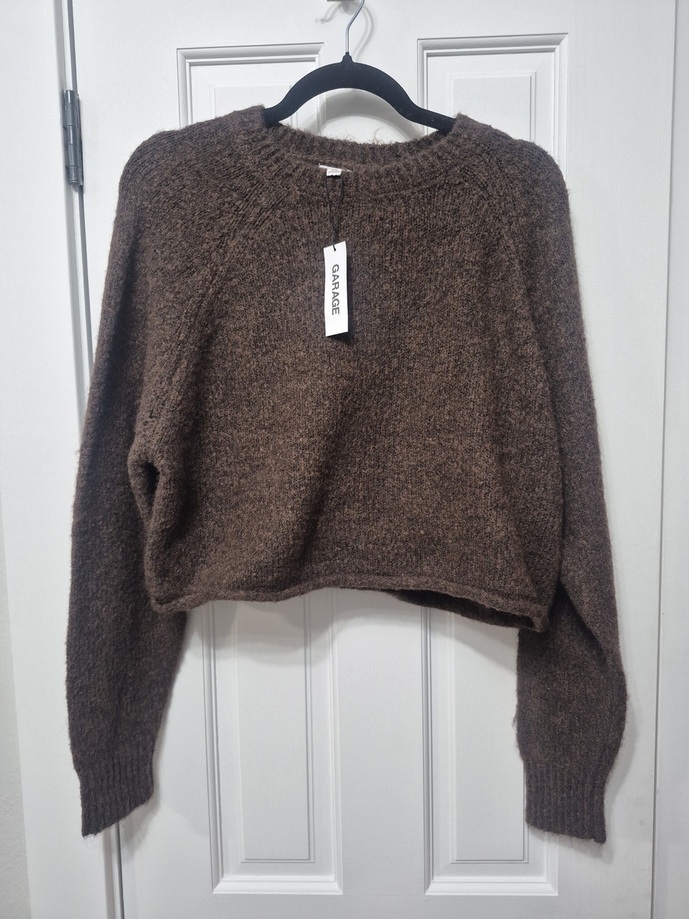 Garage Women's Chocolate Brown Cropped Crewneck Sweater